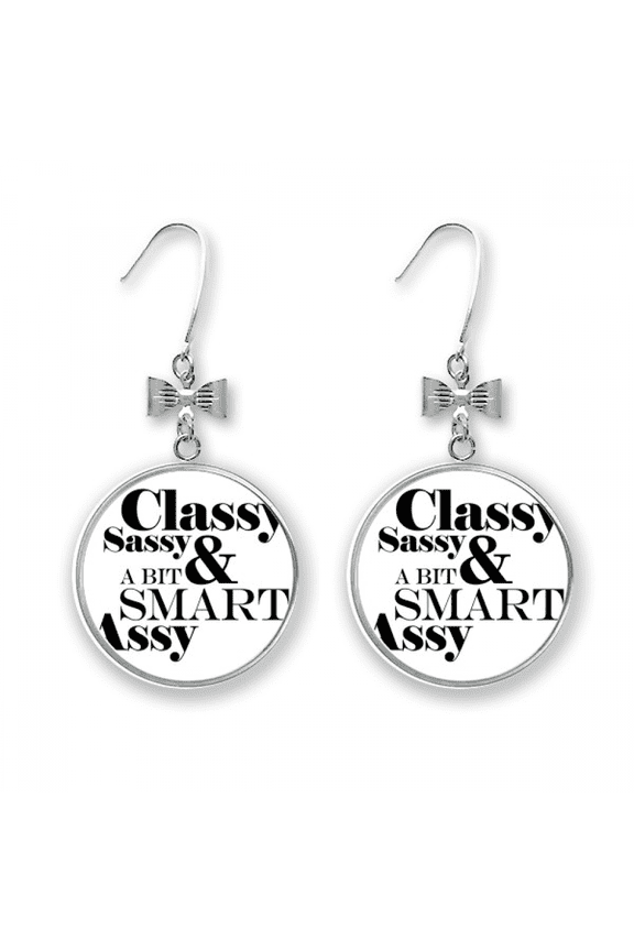 classy sassy & a bit smart assy quote bow earrings drop stud pierced hook