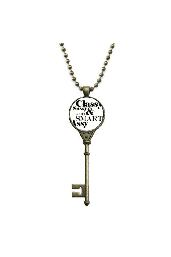 classy sassy & a bit smart assy quote key necklace pendant tray embellished chain