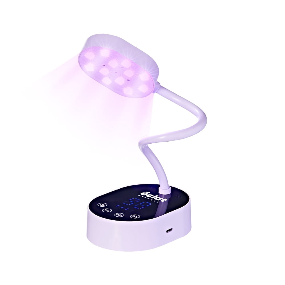 Éclat Flash Cure Lamp for Gel Nail Polish 36W Rechargeable LED Mini UV Light, Cordless Nail Dryer with 4 Timers & Auto Sensor, Portable Fast Curing Gooseneck Lamp for Home DIY Manicure & Pedicure