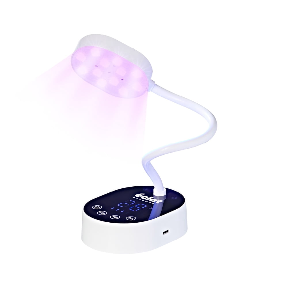 Éclat Flash Cure Lamp for Gel Nail Polish 36W Rechargeable LED Mini UV Light, Cordless Nail Dryer with 4 Timers & Auto Sensor, Portable Fast Curing Gooseneck Lamp for Home DIY Manicure & Pedicure
