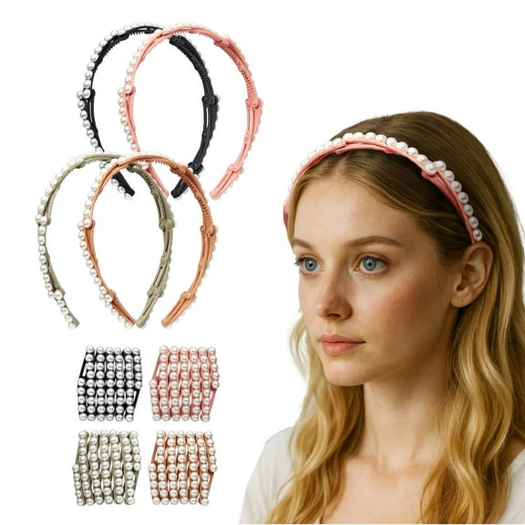 Éclat Folding Hair Band – Foldable Anti-Slip Headband for Women, Lightweight Durable Compact, Secure Comfy Fit, Y2K Fashion (4 Pack, Multicolor Pearl)