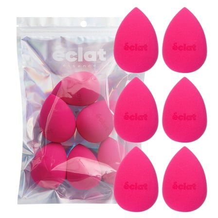Éclat Makeup Sponge Set, 6 Pcs Blender Sponge Puff, Latex-Free & Super Soft, Wet & Dry Multi Use for Liquid, Powder, Cream Foundation, Lightweight Teardrop Shape Professional Beauty Blending Tool