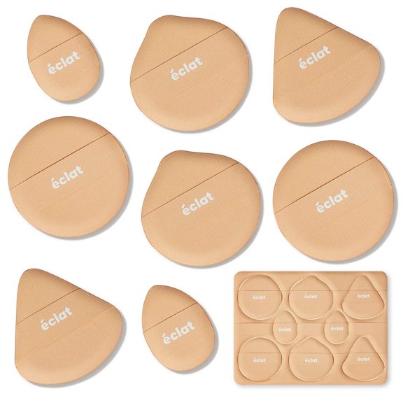 Éclat Makeup Sponge Set, 8 Pcs Air Cushion Puff, Latex-Free Blender Sponge Palette, Wet & Dry Use for Liquid, Powder, Cream Foundation, Soft Round & Teardrop Professional Beauty Blending Applicators