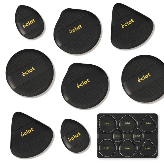 Éclat Makeup Sponge Set, 8 Pcs Air Cushion Puff, Latex-Free Blender Sponge Palette, Wet & Dry Use for Liquid, Powder, Cream Foundation, Soft Round & Teardrop Professional Beauty Blending Applicators