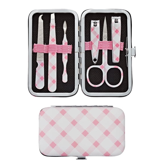 clat Manicure Pedicure Kit for Men & Women, 6Pcs Finger & Toe Nail Care Tools Includes Nail Clipper Cutter, Tweezer, File, Cuticle Pusher, Personal Care Professional Grooming Set With Travel Case