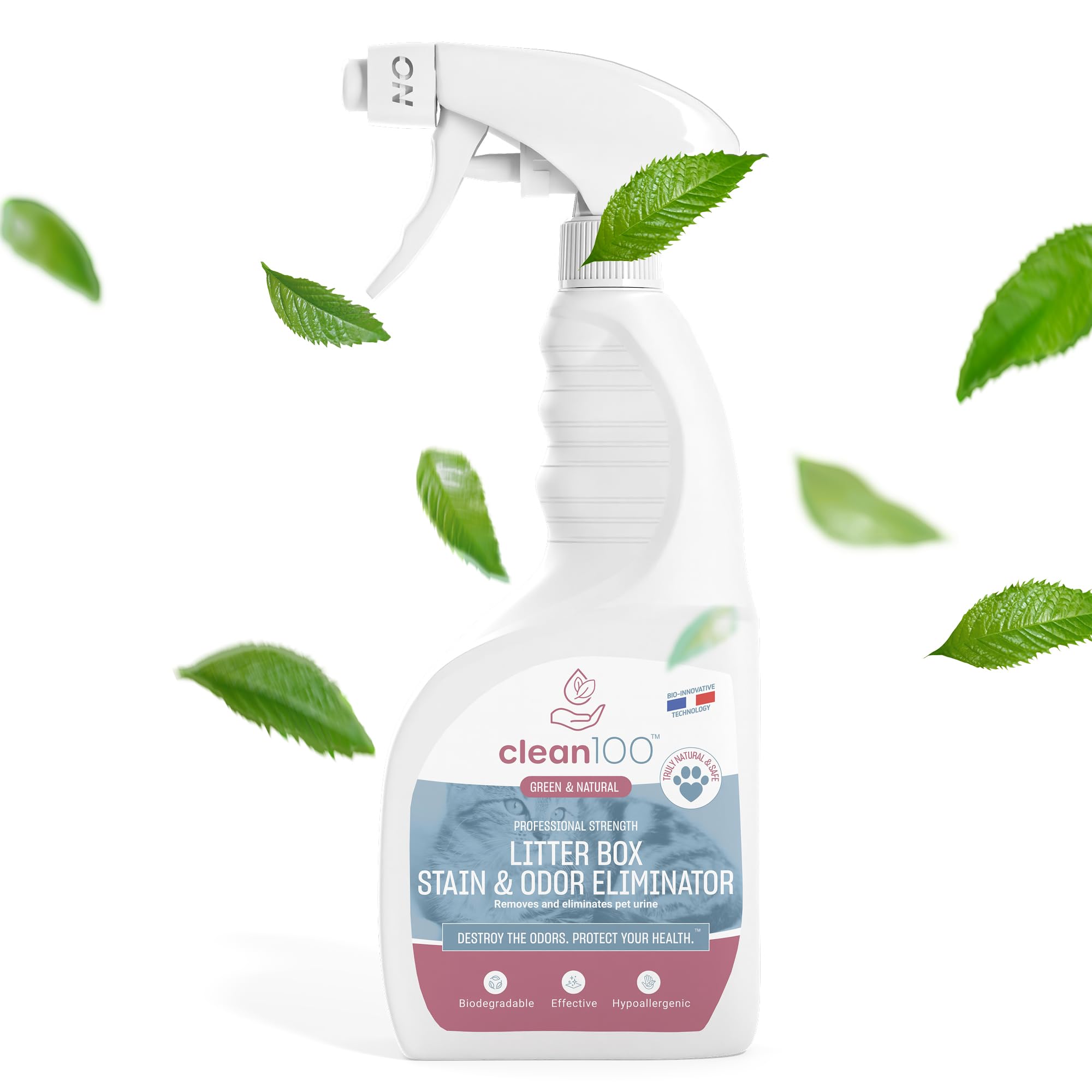 clean100 Cat Litter Box Cleaner & Urine Odor Eliminator 100 Natural