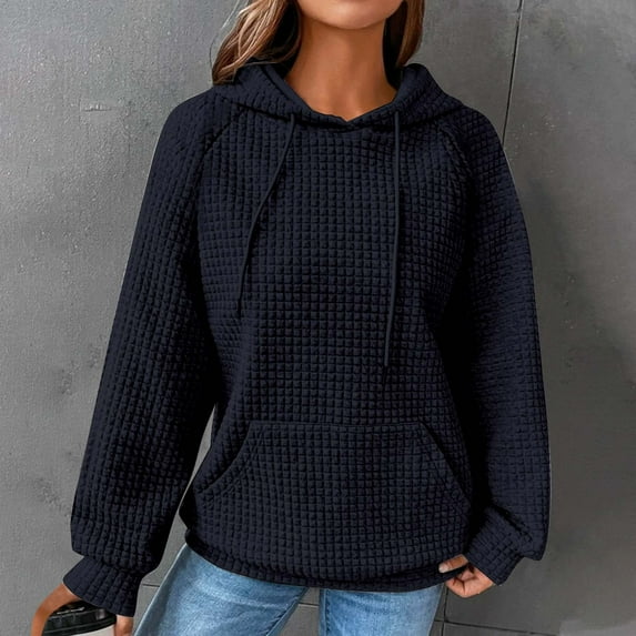 clear 50% off Usmixi Under $5 Sweatshirt for Women Winter Pullover Hoodies for Women Casual Solid Loose Drawstring Hooded Sweatshirt Long Sleeve Soft Knitted Sweater Tops with Pocket