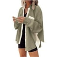 thumbnail image 1 of Usmixi 2023 Winter Womens Corduroy Jackets Womens Shacket Jackets Fashion Color Patchwork Button Down Stand Neck Shirts Coats Winter Loose Long Sleeve Cozy Corduroy Coat with Pocket Up to 65% off, 1 of 5