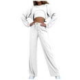 thumbnail image 1 of clear 50% off Usmixi Womens 3 Piece Sets Womens Sports Tracksuits Set Long Sleeve Cropped Tank Tops and Drawstring Wide Leg Pant Lounge Sets Casual Solid Workout Three Piece Outfits Fall Saving, 1 of 7