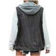 thumbnail image 1 of clear 50% off Usmixi Denim Vest for Women Denim Jacket for Women Casual Solid Sleeveless Hooded Jean Vest Coat Open Front Button up Stretchy Jean Outwear with Pocket Winter Denim Vest, 1 of 7