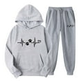 thumbnail image 1 of clear 50% off Usmixi Hoodies Sets for Women Womens Hooded Sweatshirt Lounge Sets Fashion ECG Print 2 Piece Outfit Sets Plus Size Drawstring Jogger Sweatpant Sweatsuits Set with Pocket Holiday Deals, 1 of 2
