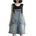 thumbnail image 1 of clear 50% off Usmixi Jumpsuits for Women Casual Solid Loose Wide Leg Adjustable Strap Fashion Denim Jumpsuits Overalls with Pocket Summer Formal Plain Square Neck Sleeveless Short Rompers Blue xxl, 1 of 5