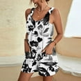 thumbnail image 1 of clear 50% off Usmixi Jumpsuits for Women Dressy Casual Plus Size Adjustable Strap Linen Loose Pocket Short Jumpsuits Overalls Summer Round Neck Sleeveless Plants Print Mini Formal Rompers White m, 1 of 5