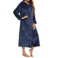 thumbnail image 1 of clear 50% off Usmixi Plush Coat for Women Winter Pajamas for Women Long Sleeve Open Front Zipper Cozy Fleece Homewear Coat Casual Solid Loose Hooded Long Sleepwear Overcoat with Pocket Weekly Deals, 1 of 4