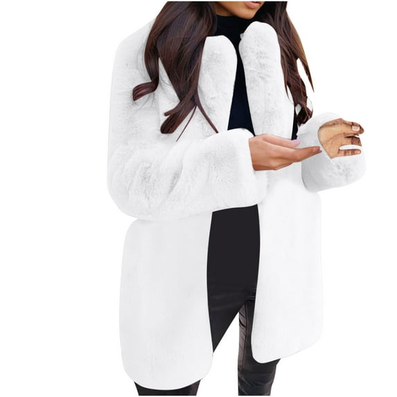 clear 50% off Usmixi Sherpa Coat for Women Women Faux Fur Jacket for Women Plus Size Casual Solid Open Front Fuzzy Fleece Coat Long Sleeve Stand Neck Plush Outwear Winter Sherpa Coat