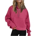 thumbnail image 1 of clear 50% off Usmixi Sweatshirt for Women Half Zip Sweatshirt for Women Cozy Fleece Long Sleeve Stand Neck Pullover Tops Loose Pocket Casual Solid Ladies Fall Sweater Winter Sweatshirt, 1 of 6