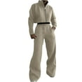 thumbnail image 1 of Usmixi Deals Womens Tracksuits Set Full Zipper Cropped Coat Sets for Women Casual Elastic Waist Wide Leg 2 Pieces Outfits Workout Sports Sweatsuit Lounge Sets with Pocket Fall Saving, 1 of 7