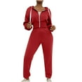 thumbnail image 1 of clear 50% off wycnly Tracksuits Set for Women Sports Coat 2 Piece Outfit Set for Women Zipper Drawstring Hooded Sweatshirt Coat and Jogger Pant Lounge Sets Sweatsuits Set with Pocket Holiday, 1 of 5