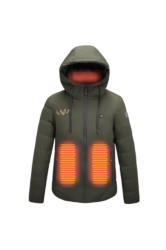 up to 60% off Gifts Winter Womens Heated Coat Heated Jacket for Unisex Outdoor Activities Warm 4 Area USB Electric Heating Coat Open Full Zip Hooded Puffer Outerwear 2023 Heated Coat