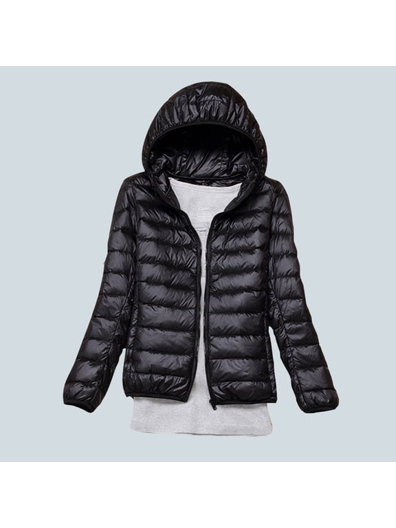clear 50% off Usmixi Winter Womens Down Coat Puffer Jacket for Women Plus Size Lightweight Thin Cotton Down Coat Long Sleeve Casual Solid Pocket Open Zipper Hooded Outwear 2023 Down Coat