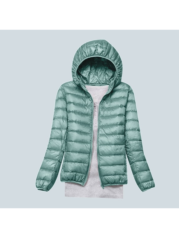 clear 50% off Usmixi Winter Womens Down Coat Puffer Jacket for Women Plus Size Lightweight Thin Cotton Down Coat Long Sleeve Casual Solid Pocket Open Zipper Hooded Outwear 2023 Down Coat