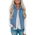 thumbnail image 1 of clear 50% off Usmixi Winter Womens Fleece Vest Fuzzy Fleece Jacket for Women Plus Size Casual Solid Open Zipper Sleeveless Coats Stand Neck Fluffy Plush Coats Outwear 2023 Fleece Vest, 1 of 7