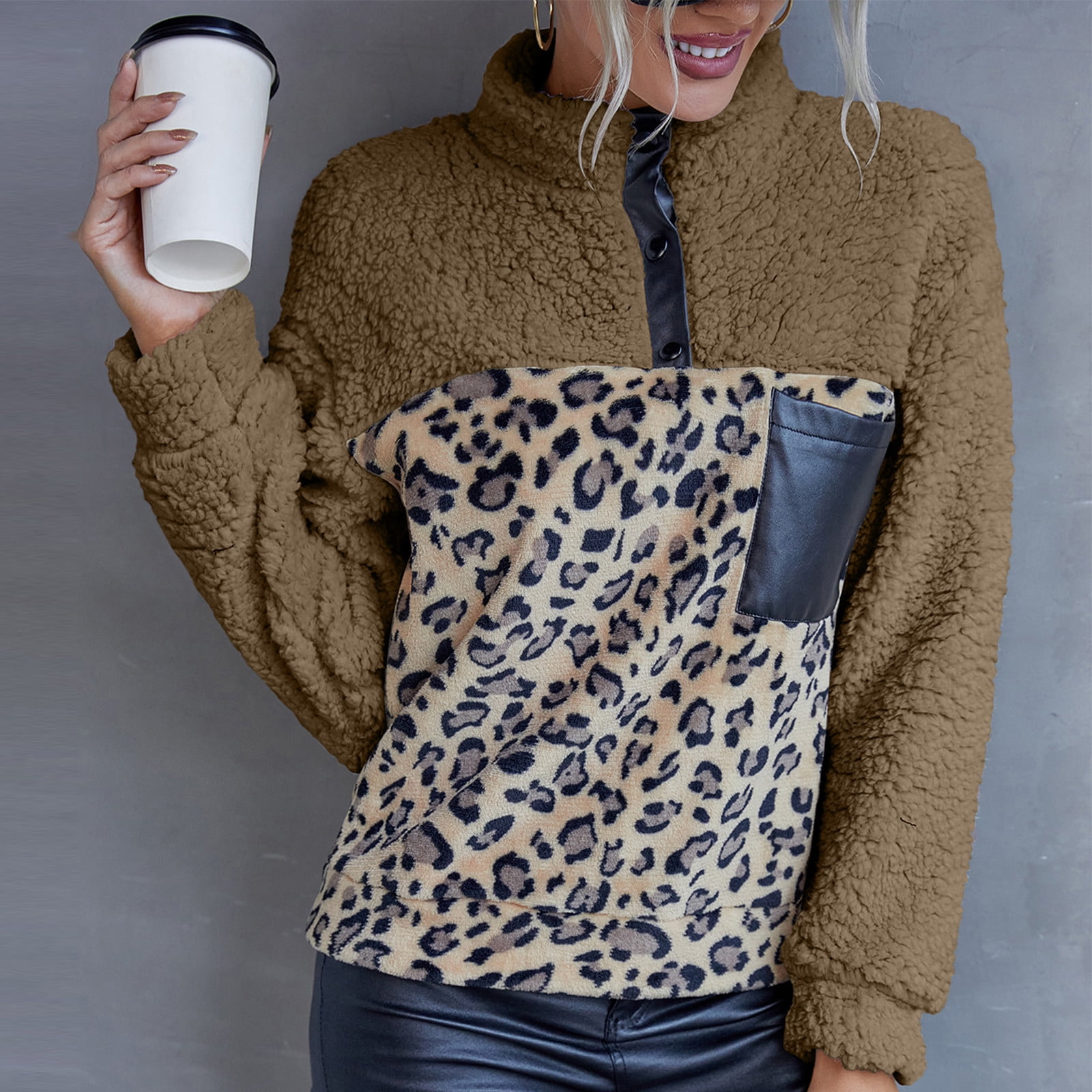 Leopard Fleece Pullover