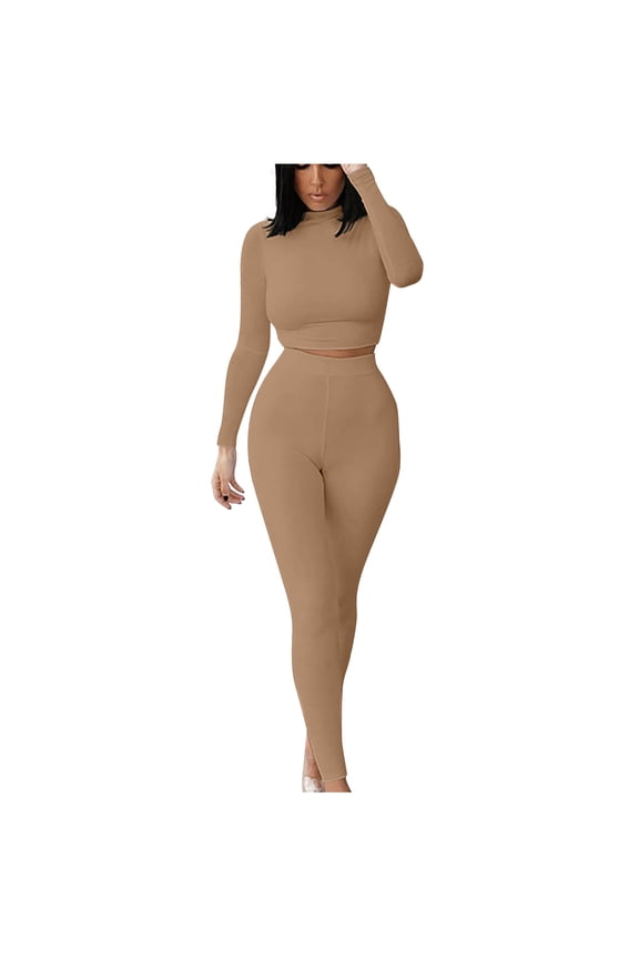 clear 50% off Usmixi Womens 2 Piece Outfits Cropped Pullover Tops 2 Piece Sets for Women Sexy Slim Fit High Waist Yoga Legging Pants Lounge Sets Workout Sports Long Sleeve Tops Suits