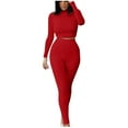 thumbnail image 1 of clear 50% off Usmixi Womens 2 Piece Outfits Cropped Pullover Tops 2 Piece Sets for Women Sexy Slim Fit High Waist Yoga Legging Pants Lounge Sets Workout Sports Long Sleeve Tops Suits, 1 of 6