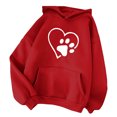 thumbnail image 1 of clear 50% off Usmixi Womens Hoodies Oversized Sweatshirt for Women Classic Paw Dog Graphics Pocket Ladies Pullover Hooded Sweatshirt Winter Trendy Heart Print Long Sleeve Hoodies Tops, 1 of 2