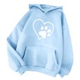 thumbnail image 1 of clear 50% off Usmixi Womens Hoodies Oversized Sweatshirt for Women Classic Paw Dog Graphics Pocket Ladies Pullover Hooded Sweatshirt Winter Trendy Heart Print Long Sleeve Hoodies Tops Weekly, 1 of 2