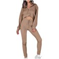 thumbnail image 1 of clear 50% off Usmixi Womens Sweatsuits Set Cropped Sweatshirt Coats Lounge Sets for Women Long Sleeve Hoodies Tops Drawstring Jogger Pants Tracksuits Sets Trendy Solid 2 Piece Outfits, 1 of 7