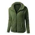 thumbnail image 1 of clear 50% off Usmixi Womens Winter Fleece Coat Womens Fluffy Sherpa Coat Casual Solid Open Front Zipper Sweatshirt Outerwear Long Sleeve Lapel Soft Fuzzy Fleece Jacket 2023 Fleece Coat, 1 of 2