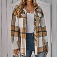 thumbnail image 1 of clear 50% off Usmixi Womens Winter Plaid Jacket Flannel Coat for Women Button Down Lapel Classic Shacket Long Sleeve Ladies Pocket Lightweight Wool Shirt Outwear with Belt Plaid Jacket, 1 of 7