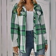 thumbnail image 1 of clear Usmixi Womens Winter Plaid Jacket Flannel Coat for Women Button Down Lapel Classic Shacket Long Sleeve Ladies Pocket Lightweight Wool Shirt Outwear with Belt Plaid Jacket, 1 of 7