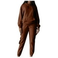 thumbnail image 1 of clear 50% off wycnly Womens Sweatsuits Set Casual Hoodies 2 Piece Outfits Set for Women Drawstring Hooded Sweatshirt and Jogger Cargo Pant Tracksuits Set Solid Sports Lounge Sets Fall Saving, 1 of 7