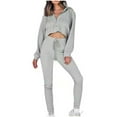 thumbnail image 1 of clear 50% off wycnly Womens Sweatsuits Set Cropped Sweatshirt Coats Lounge Sets for Women Long Sleeve Hoodies Tops Drawstring Jogger Pants Tracksuits Sets Trendy Solid 2 Piece Outfits, 1 of 7