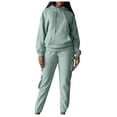 thumbnail image 1 of clear Usmixi Womens Sweatsuits Set Casual Hoodies 2 Piece Outfits Set for Women Drawstring Hooded Sweatshirt and Jogger Cargo Pant Tracksuits Set Solid Sports Lounge Sets Fall Saving, 1 of 7