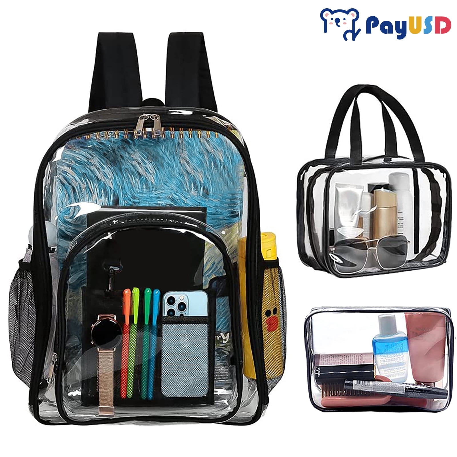 Pvc Work Backpack clear backpack heavy duty stadium approved waterproof pvc transparent ...