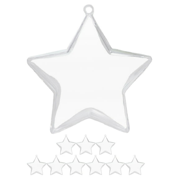 CIMAXIC  10Pcs Transparent Star Hanging Ornaments Plastic Tree Decorative