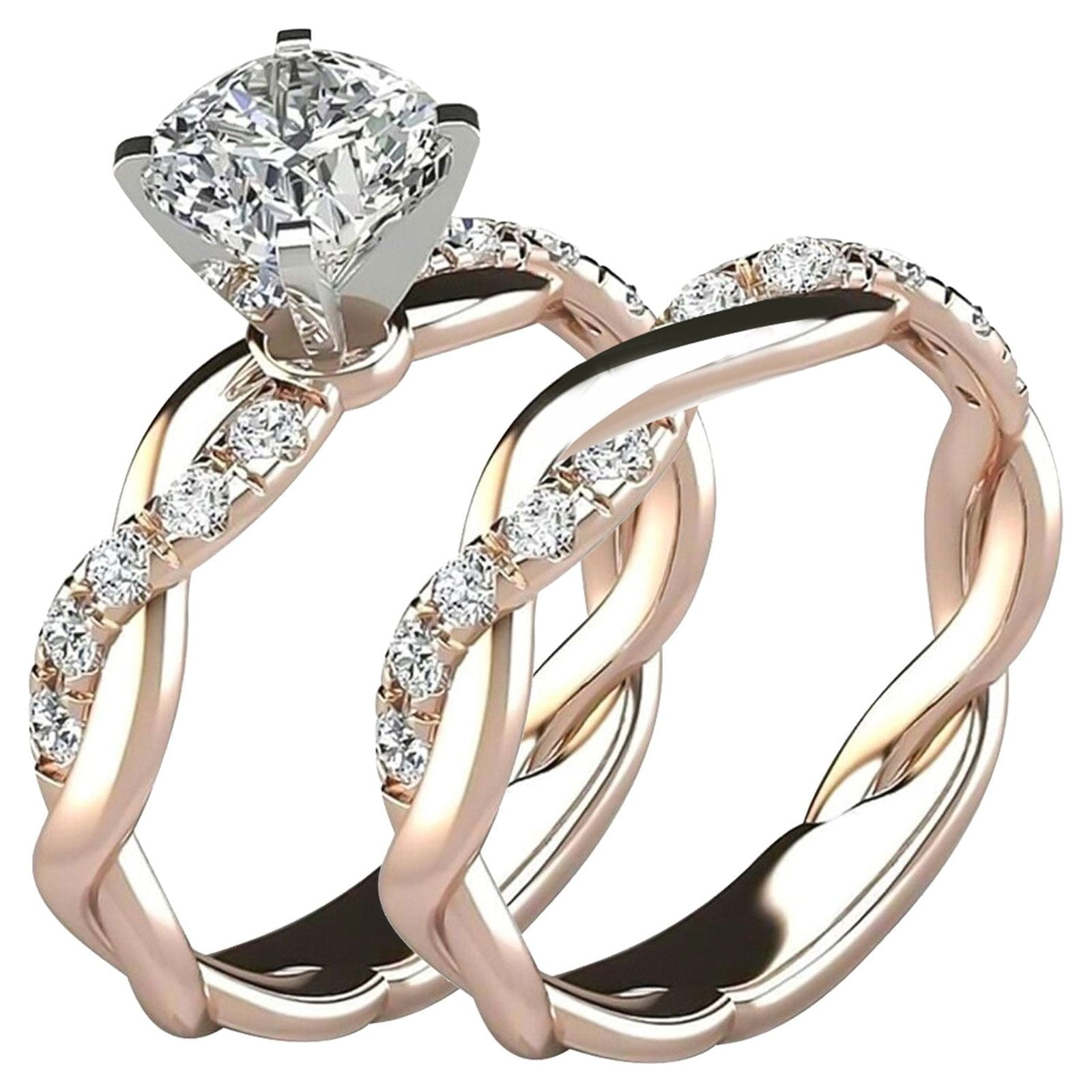 clearance under $5 LSLJS 2PCS Rings for Women Romantic Wedding Band ...