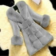 thumbnail image 1 of (clearance)IDALL Faux Fur Coat Trench Coat Women Lady Coat Winter Warm Long Sleeve Solid Outwear Coat Plush Jacket Warm and Soft Winter Overcoat Parkas Peacoat Gray M, 1 of 3