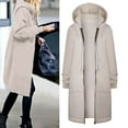 thumbnail image 1 of (clearance)IDALL Winter Jackets for Women Trench Coat Women Casual Long Hooded Drawstring Solid Zip Jacket Pockets Jacket Zipper Coat Parkas Peacoat Khaki M, 1 of 6