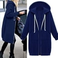 thumbnail image 1 of (clearance)IDALL Winter Jackets for Women Trench Coat Women Casual Long Hooded Drawstring Solid Zip Jacket Pockets Jacket Zipper Coat Parkas Peacoat Navy 5xl, 1 of 6