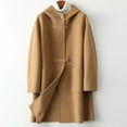 thumbnail image 1 of (clearance)IDALL Woolen Coat Trench Coat Women Breasted Wool Coat Lapel Long Trench Hooded Jacket Winter Coats Slim Woolen Jacket Long Outwear Parkas Peacoat Khaki 2xl, 1 of 4