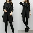 thumbnail image 1 of (clearance)IDALL Woolen Coat Trench Coat Women Womens Winter Slim Jacket Casual Outwear Double Breasted Cardigan Lapel Mid-length Coat Elegant Overcoat Parkas Peacoat Black 2xl, 1 of 8