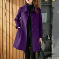 thumbnail image 1 of (clearance)IDALL Woolen Coat Trench Coat Women's Coat Casual Design Sense Stand Collar Solid Color Coat Parkas Peacoat Purple Xl, 1 of 7
