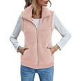 thumbnail image 1 of (clearance)IDALL Zip Up Jackets for Women Sweater Vest Women Girl Plush Warm Light Stand Up Collar Sleeveless Zipper Vest Warm Vest Tops Coats for Women's Outerwear Vests Pink L, 1 of 4