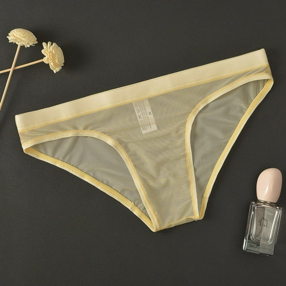 (clearance Sale)MSJUHEG Thongs Mens Underwear Mens Panties Mens Transparent Underwear Thin Mesh Bagless Pants Boxer Briefs Beige L