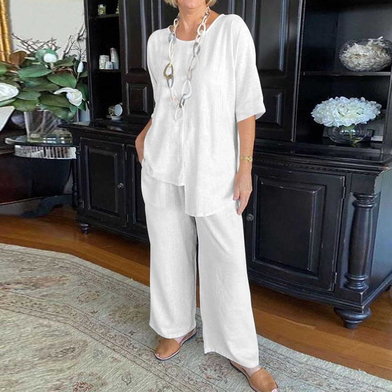 Relaxed Cotton Shirt And Wide Leg Pants Set